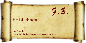 Frid Bodor névjegykártya